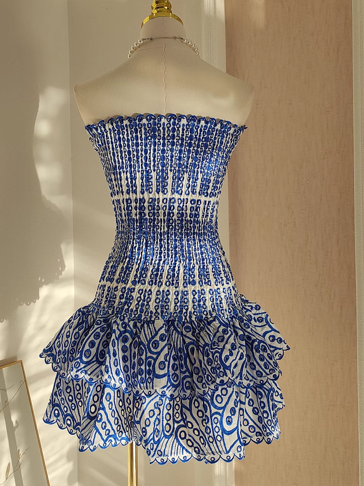 Cute Sheath Strapless Royal Blue Lace Vacation Dresses Short Birthday Dresses Secondary image