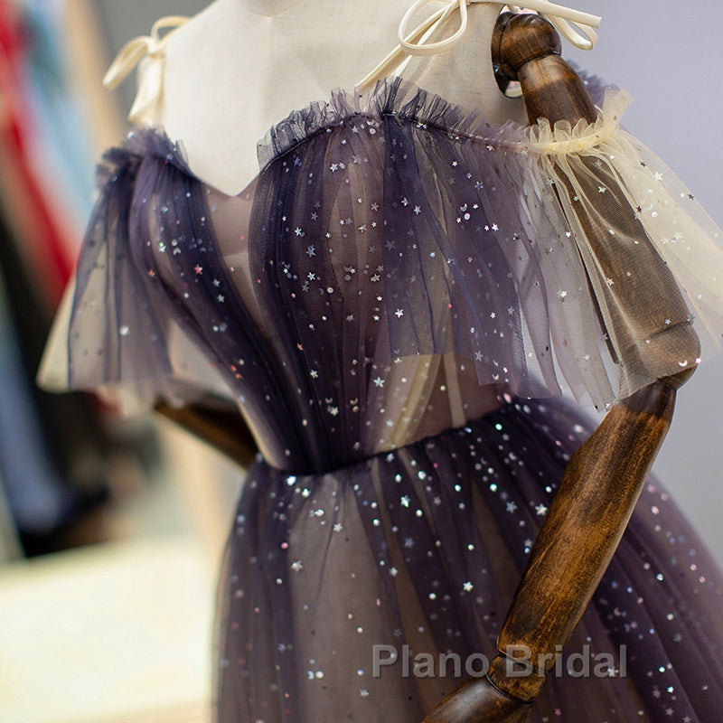 Cute Short Gradient Tulle Straps Homecoming Dresses, Short Formal Prom Dressess