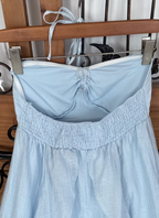 Cute Sky Blue Halter Neck Ruched Ruffled Chiffon Long Formal Prom Dresses