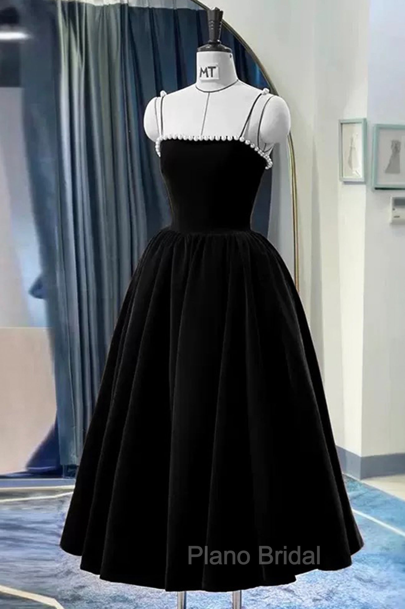 Cute Spaghetti Straps Velvet Short Formal Prom Dresses, A-Line Homecoming Party Dresses