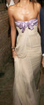 Cute Strapless Sheath Chiffon Party Dresses Long Formal Prom Dresses With Bowknot,