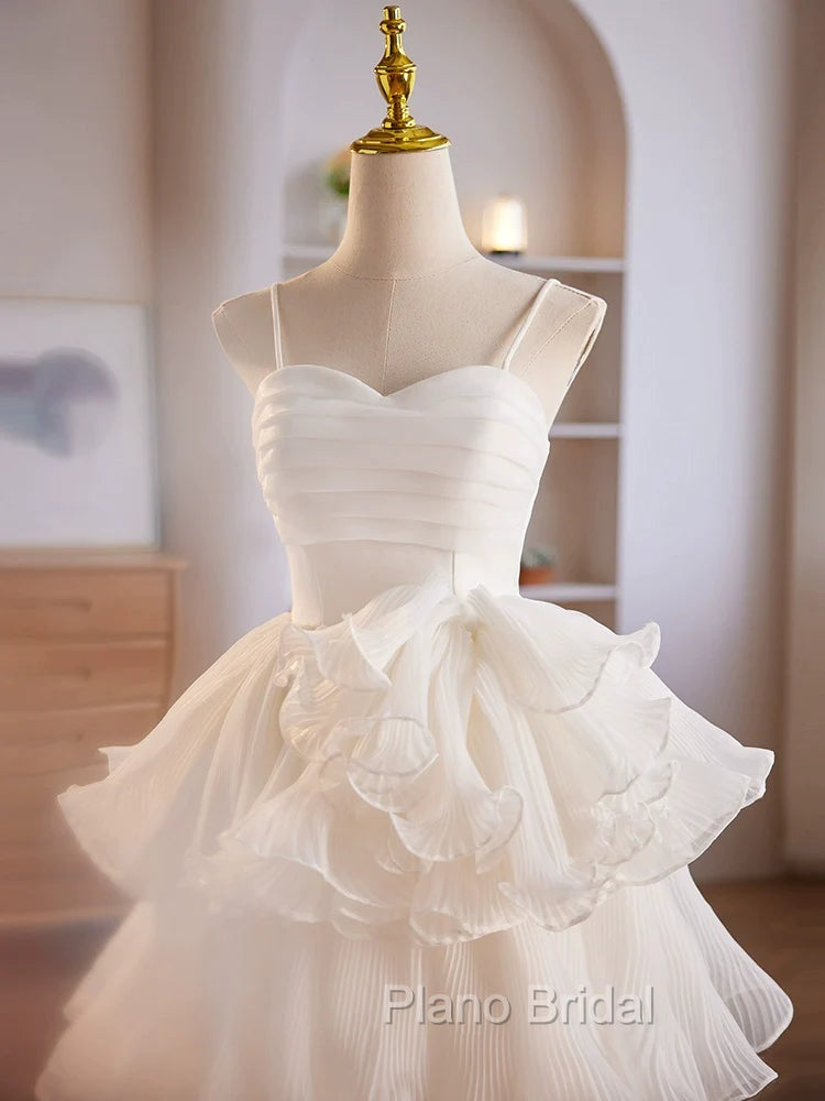 Cute Sweetheart Neck Organza White Formal Prom Dresses, White Homecoming Dresses Secondary image