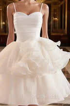 Cute Sweetheart Neck Organza White Formal Prom Dresses, White Homecoming Dresses