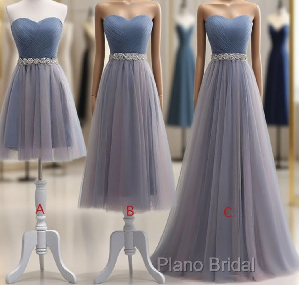 Cute Sweetheart Neck Tulle Formal Prom Dresses, Tulle Bridesmaid Dresses