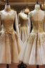 Cute Tulle Lace Applique Short Formal Prom Dresses, Homecoming Dresses