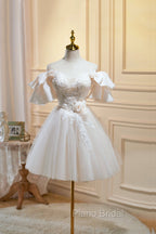 Cute Tulle Lace Homecoming Dresses, Off Shoulder Short Formal Prom Dresses