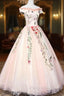 Cute Tulle Lace Long Formal Dresses, A-Line Off Shoulder Party Dresses