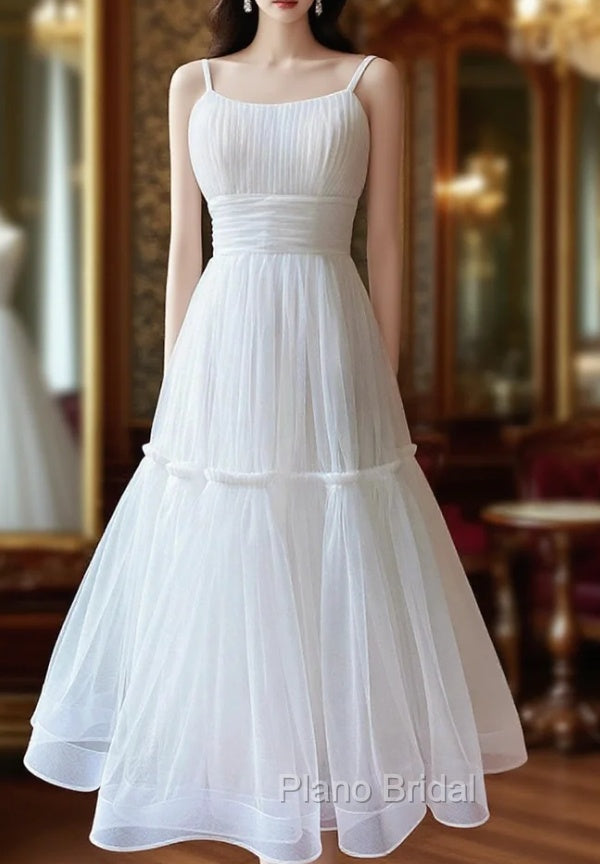 Cute Tulle Scoop Spaghetti Straps Homecoming Dresses, Short Formal Prom Dresses