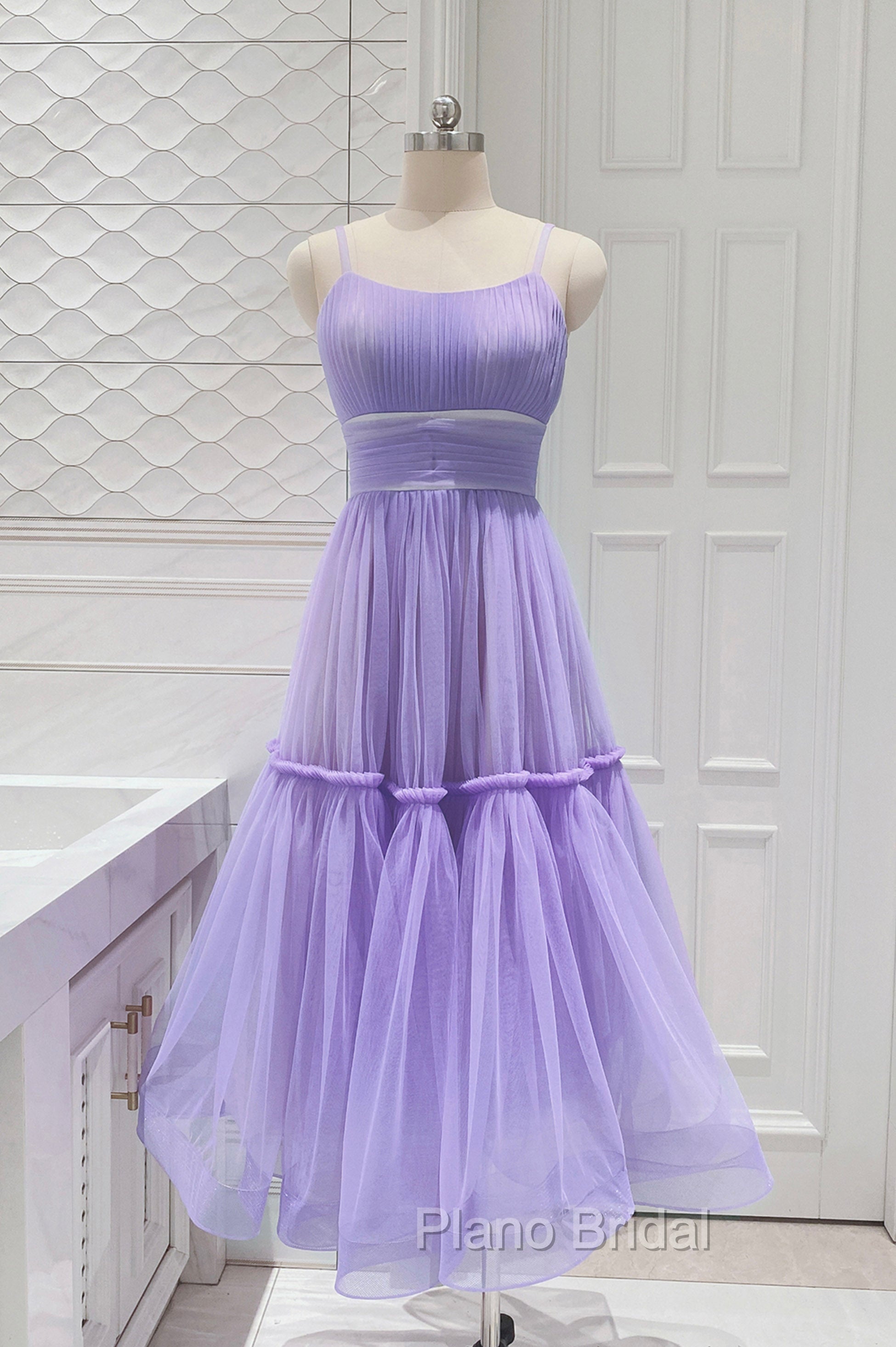 Cute Tulle Scoop Spaghetti Straps Homecoming Dresses, Short Formal Prom Dresses