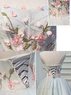 Cute Tulle Short Lace Applique Short Formal Prom Dresses, Tulle Puffy Homecoming Dresses