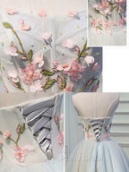 Cute Tulle Short Lace Applique Short Formal Prom Dresses, Tulle Puffy Homecoming Dresses