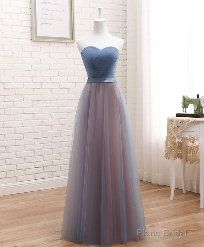Cute Tulle Sweetheart Neck Prom Dress, Gray Blue Long Formal Dress Secondary image