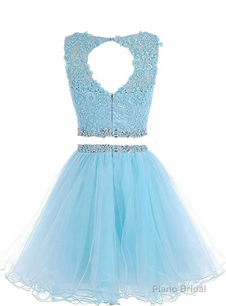 Cute Two Piece Tulle with Beadings Homecoming Dress, Lovely Formal Dress
