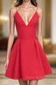 Cute V Neck Red Short Formal Prom Dresses, Red Homecoming Dresses