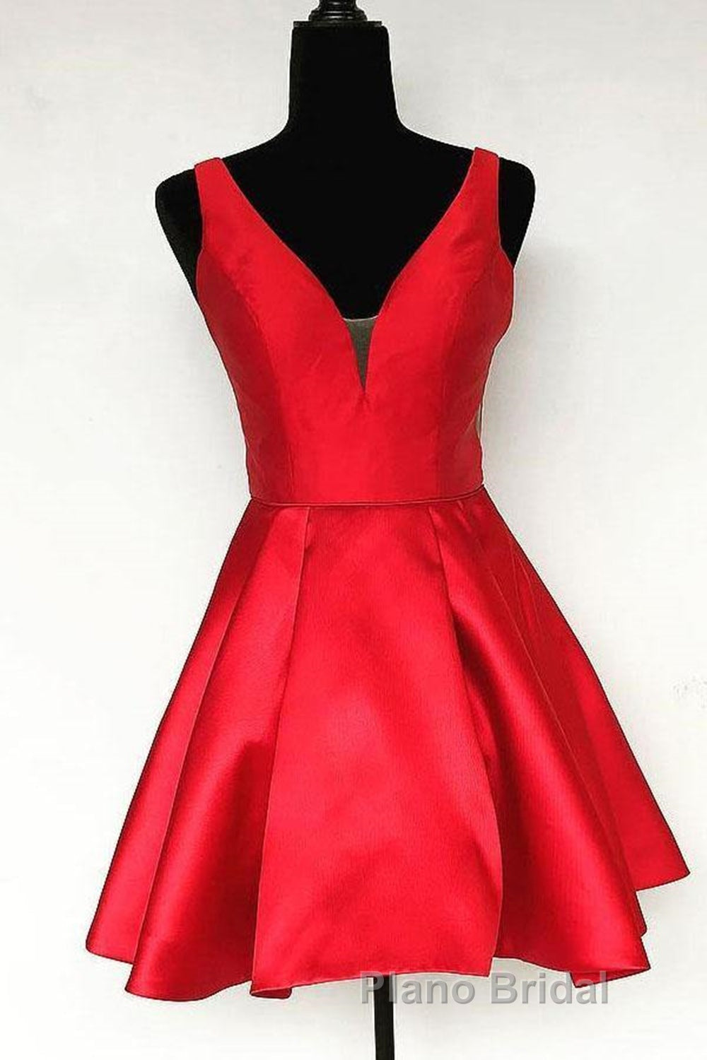 Cute V Neck Satin Short Formal Prom Dress, V Neck Homecoming Dress, Formal Evening Dress