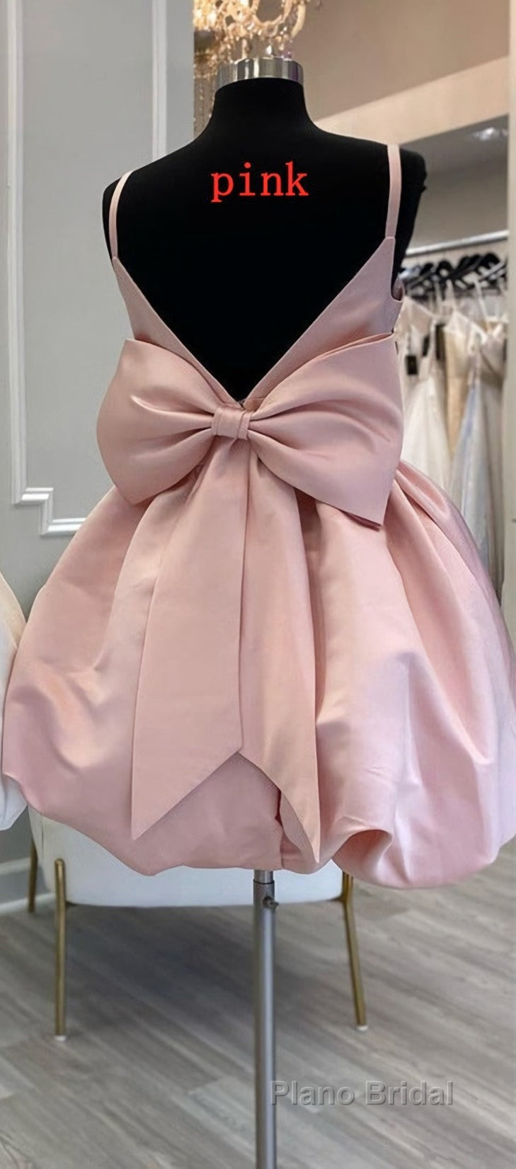 Cute V-Neck Short Party Cocktail Dresses with Bow Secondary image