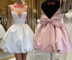 Cute V-Neck Short Party Cocktail Dresses with Bow