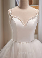 Cute White Short Tulle Beaded Graduation Dresses, White Short Formal Prom Dresses Formal Dresses