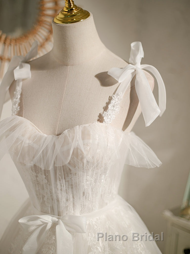 Cute white tulle lace short Formal Prom dress, white homecoming dress