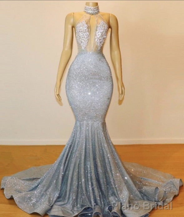 Glamorous Halter Sleeveless Backless Mermaid Floor-length Prom Dress Main image