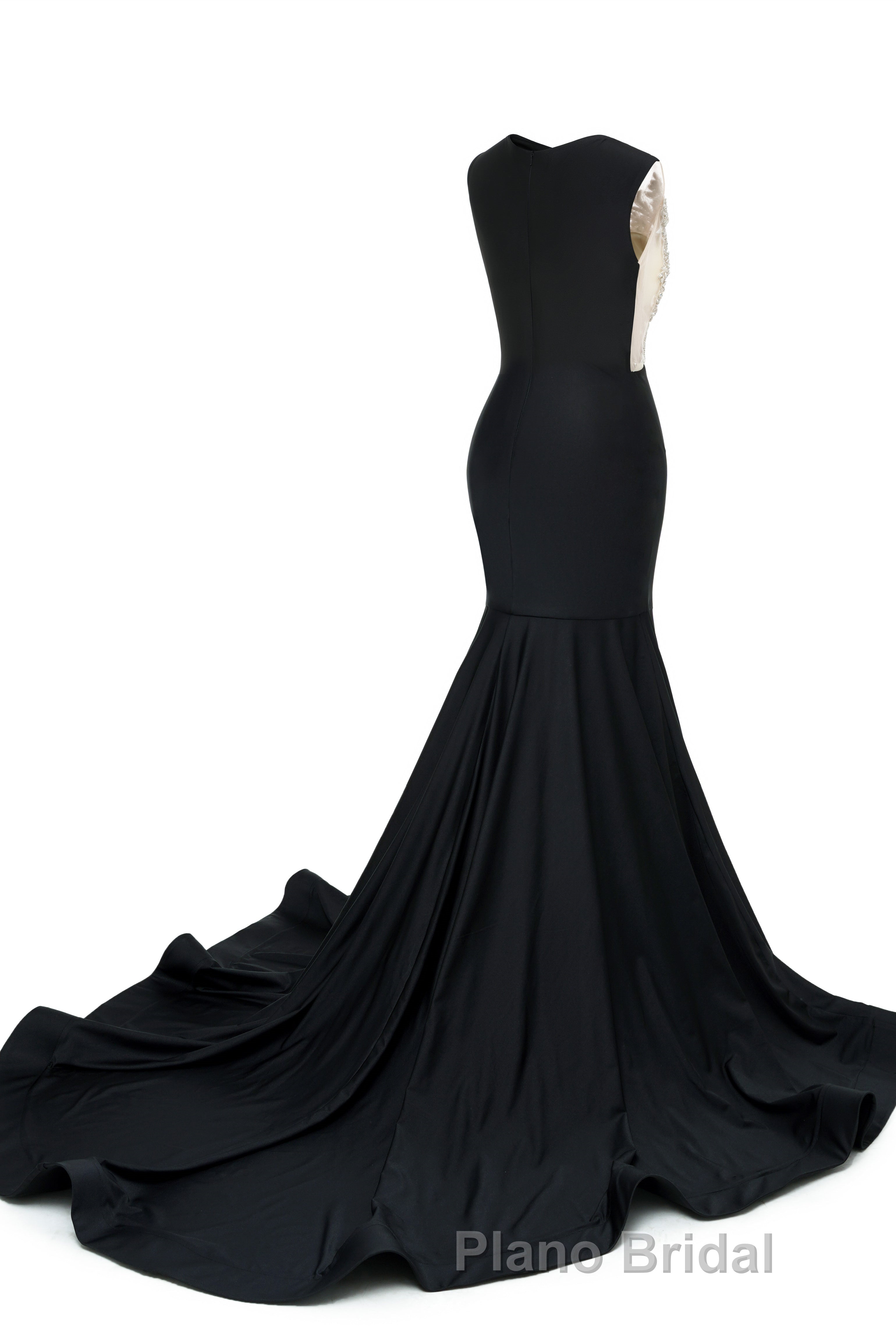 Portrait Trumpet Sweep Train Sleeveless Beading Evening Dress Secondary image