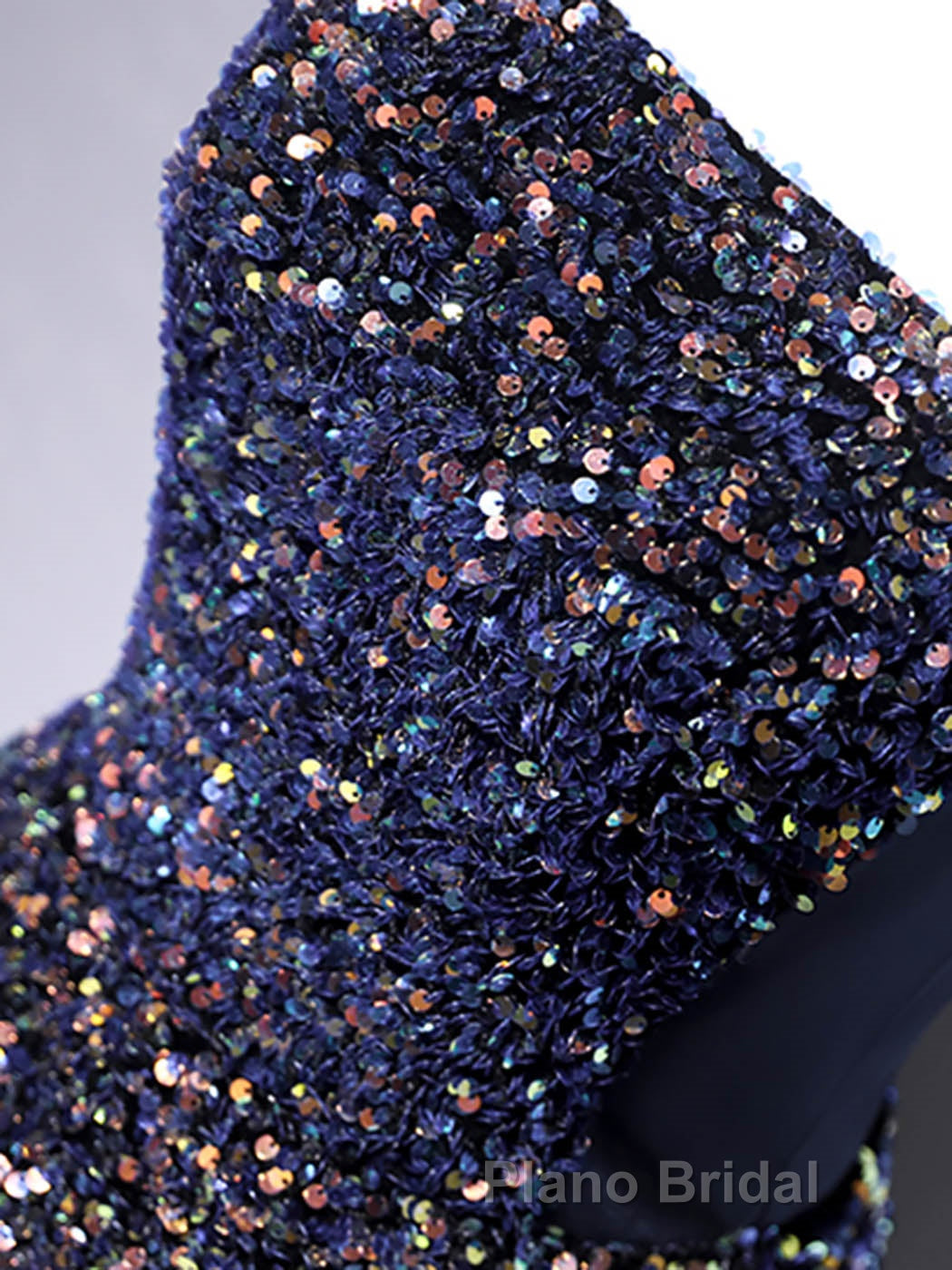 Dark Blue A-Line Sequin Lace Short Formal Prom Dress, Cute Blue Homecoming Dress