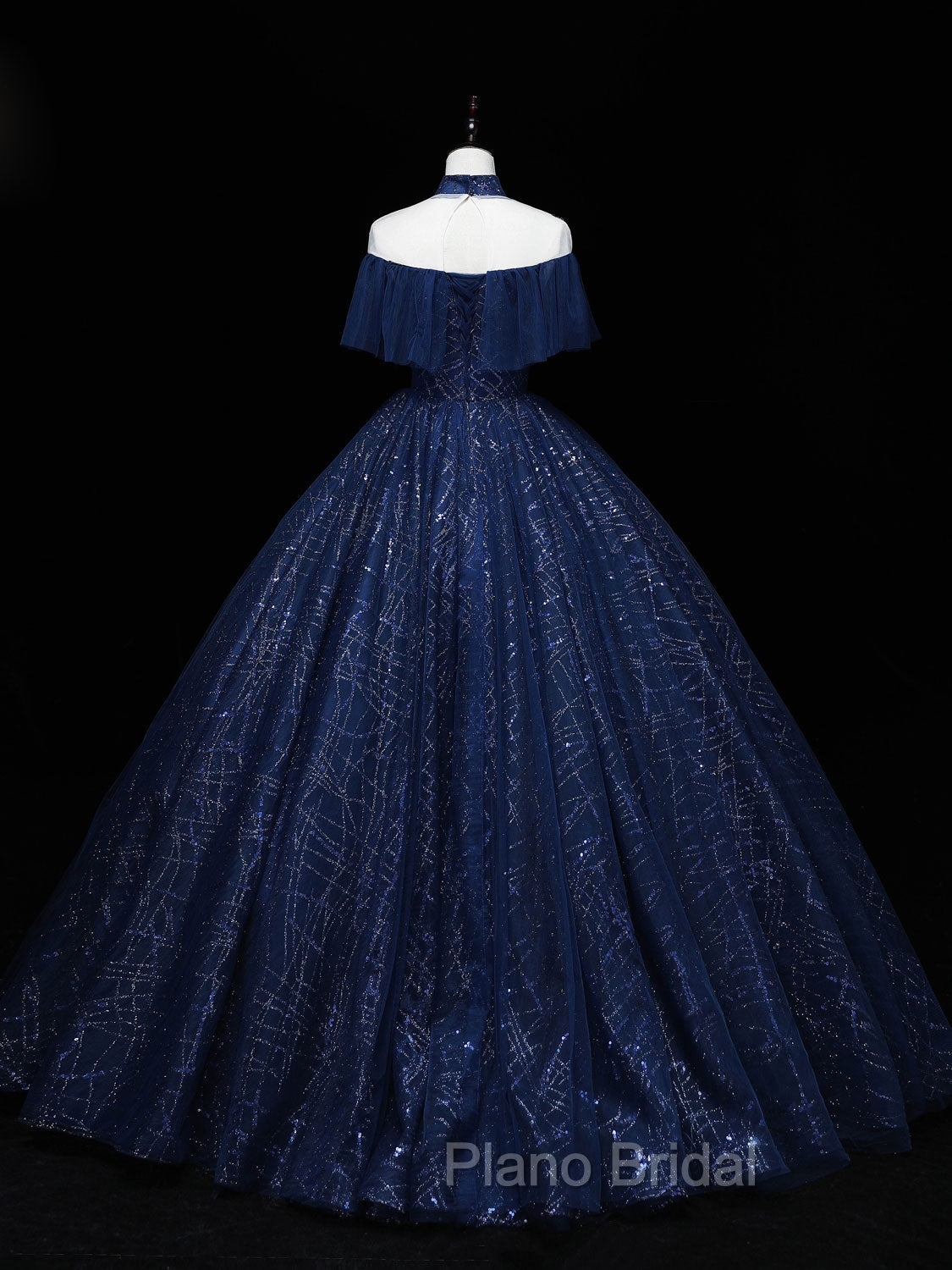Dark Blue Long Formal Prom Dresses, Blue Tulle Formal Gown Graduation Dresses