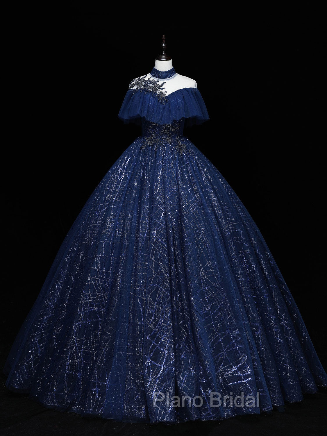 Dark Blue Long Formal Prom Dresses, Blue Tulle Formal Gown Graduation Dresses Secondary image