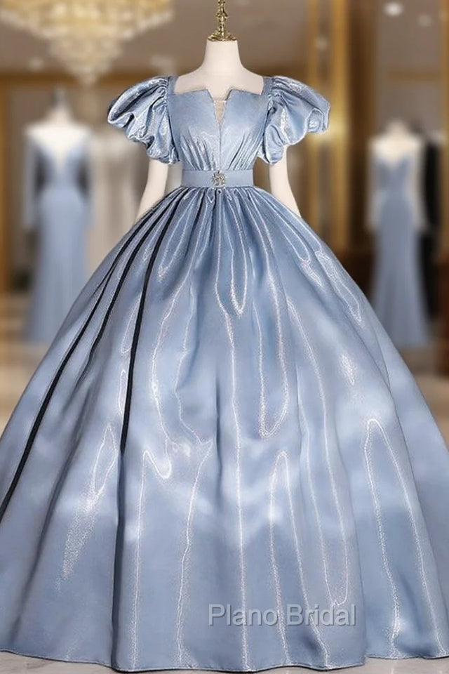 Dark Blue Square Puff Sleeve Square Quinceanera Dresses Main image