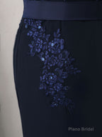 Dark Blue Sweetheart Mermaid Long Prom Dress, Dark Blue Evening Dress