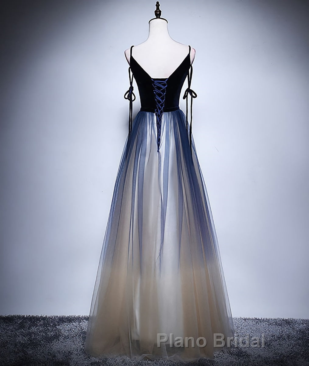 Dark blue tulle long Formal Prom dress, blue evening dress Secondary image
