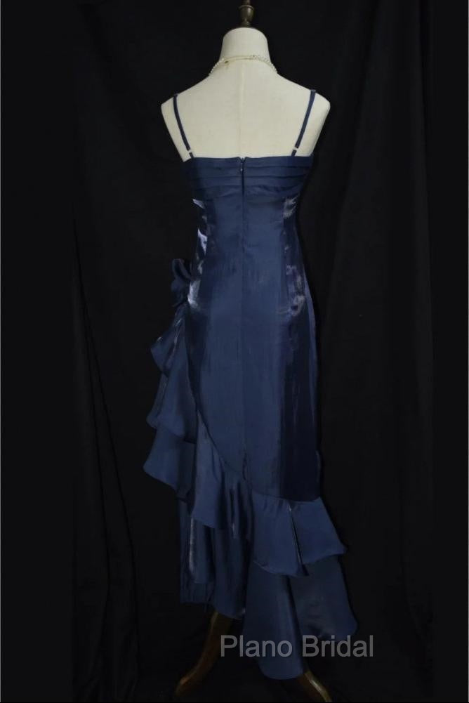 Dark Blue Vintage Floral Elegant Dresses Asymmetrical Hem Formal Prom Gown Secondary image