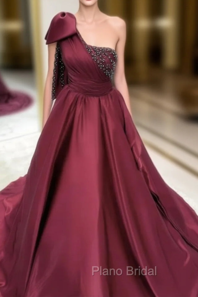 Dark Burgundy Ball Gown One Shoulder Dresses Main image