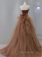 Dark Coffee Long Formal Prom Dresses, Dark Coffee Long Formal Graduation Dresses