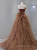 Dark Coffee Long Formal Prom Dresses, Dark Coffee Long Formal Graduation Dresses