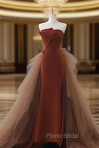 Dark Coffee Long Formal Prom Dresses, Dark Coffee Long Formal Graduation Dresses