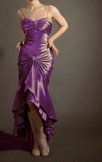 Elegant Spaghetti Strap Mermaid Satin Dark Green Long Formal Prom Dresses Gorgeous Formal Evening Dresses