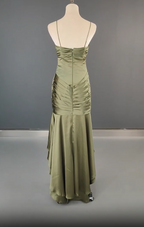 Elegant Spaghetti Strap Mermaid Satin Dark Green Long Formal Prom Dresses Gorgeous Formal Evening Dresses
