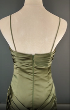 Elegant Spaghetti Strap Mermaid Satin Dark Green Long Formal Prom Dresses Gorgeous Formal Evening Dresses