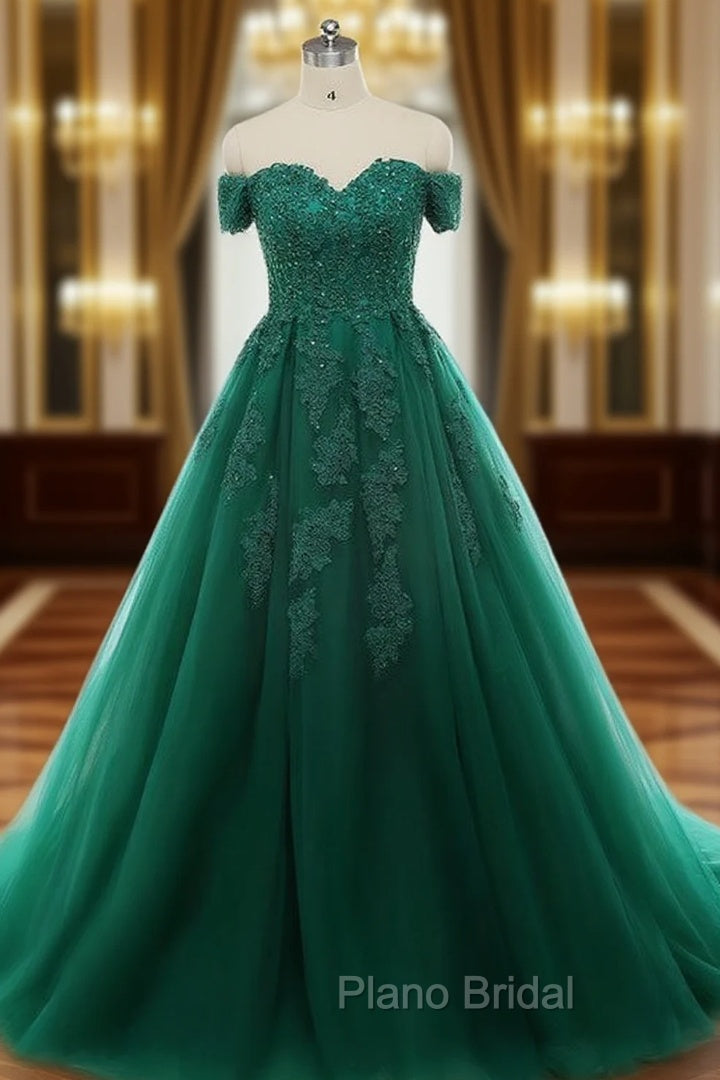 Dark Green Lace Appliques Short Sleeve Ball Gown For 15 Quinceanera Dresses Main image