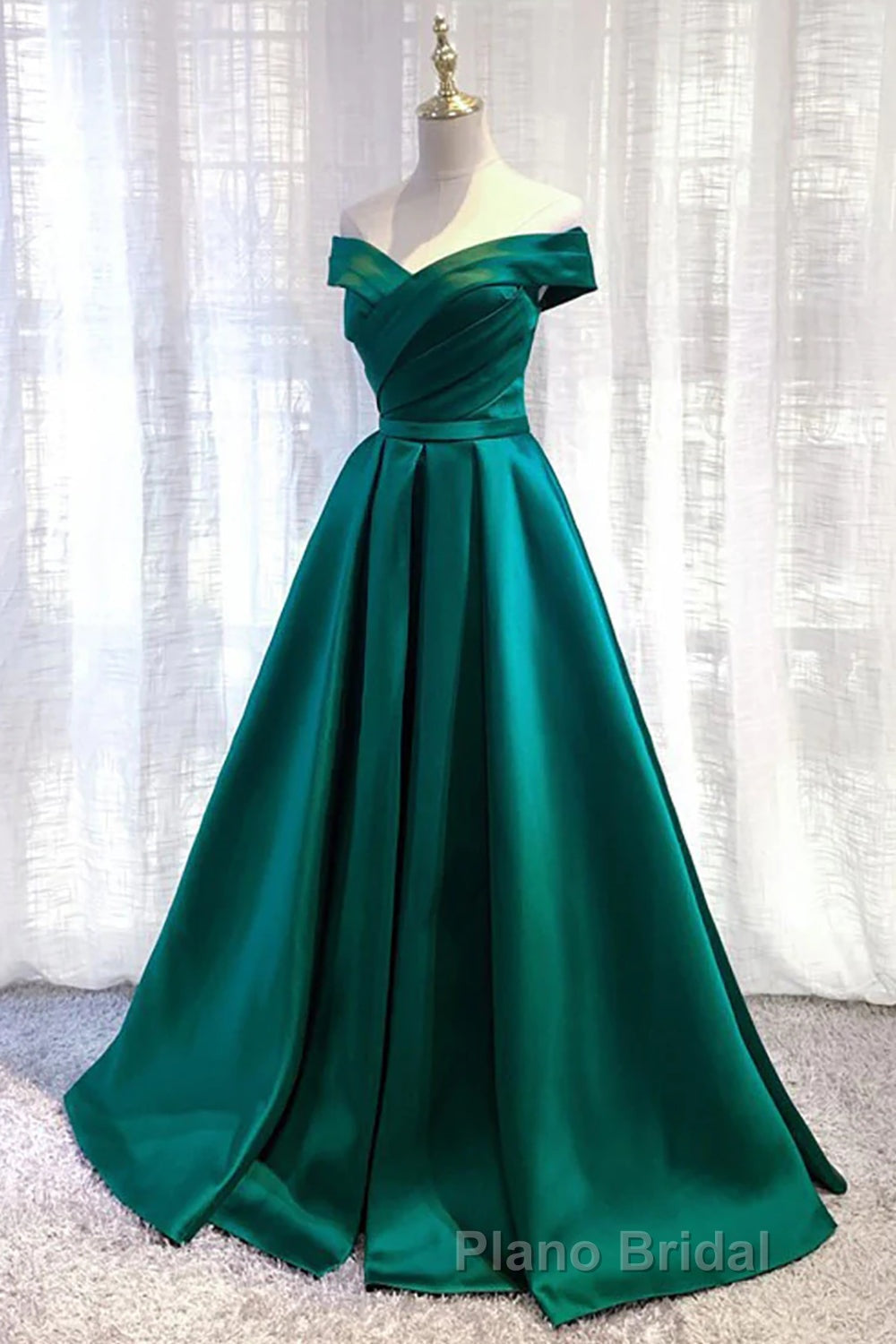 Dark Green Long Formal Prom Dress Elegant A Line Off the Shoulder Party Evening Dress Secondary image