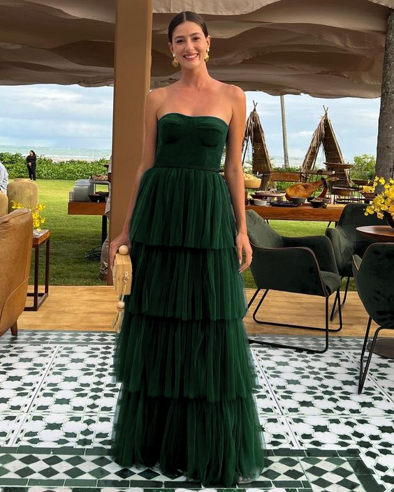 A Line Tulle Long Formal Prom Dresses Formal Evening Party Dresses