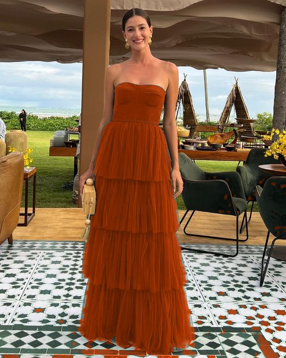 A Line Tulle Long Formal Prom Dresses Formal Evening Party Dresses