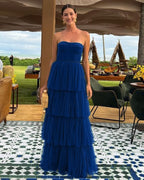 A Line Tulle Long Formal Prom Dresses Formal Evening Party Dresses