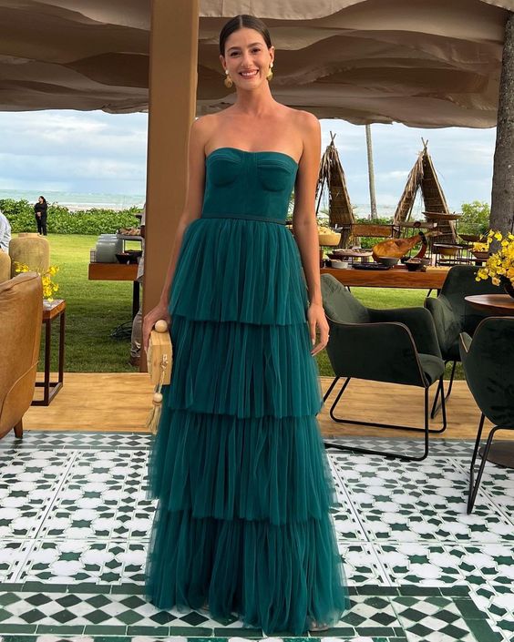 A Line Tulle Long Formal Prom Dresses Formal Evening Party Dresses Main image