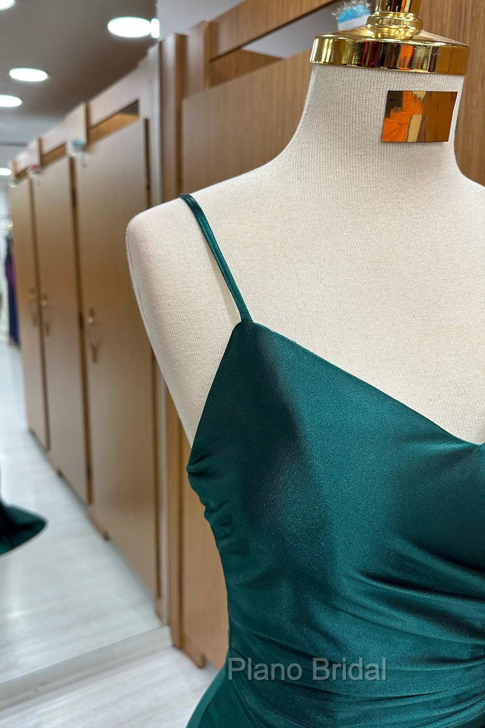 Dark Green Mermaid Satin Long Formal Prom Dresses
