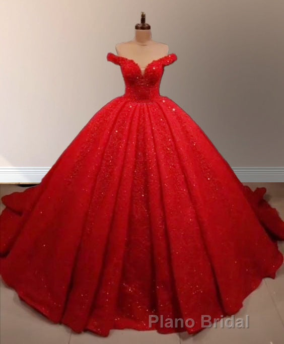 Dark Green Off the Shoulder Ball Gown Sequined Quinceanera Dresses