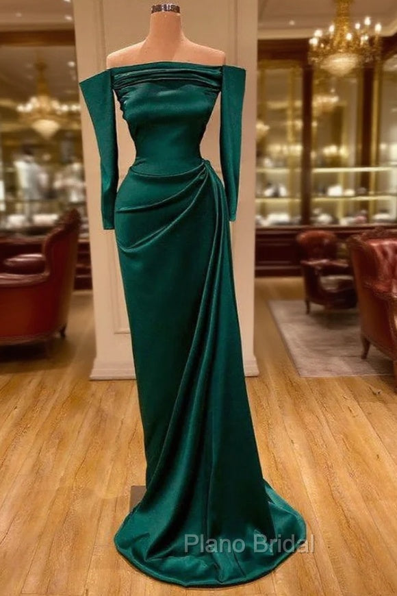 Dark Green Off-the-Shoulder Mermaid Formal Prom Dresses Long Evening Gowns Online Main image