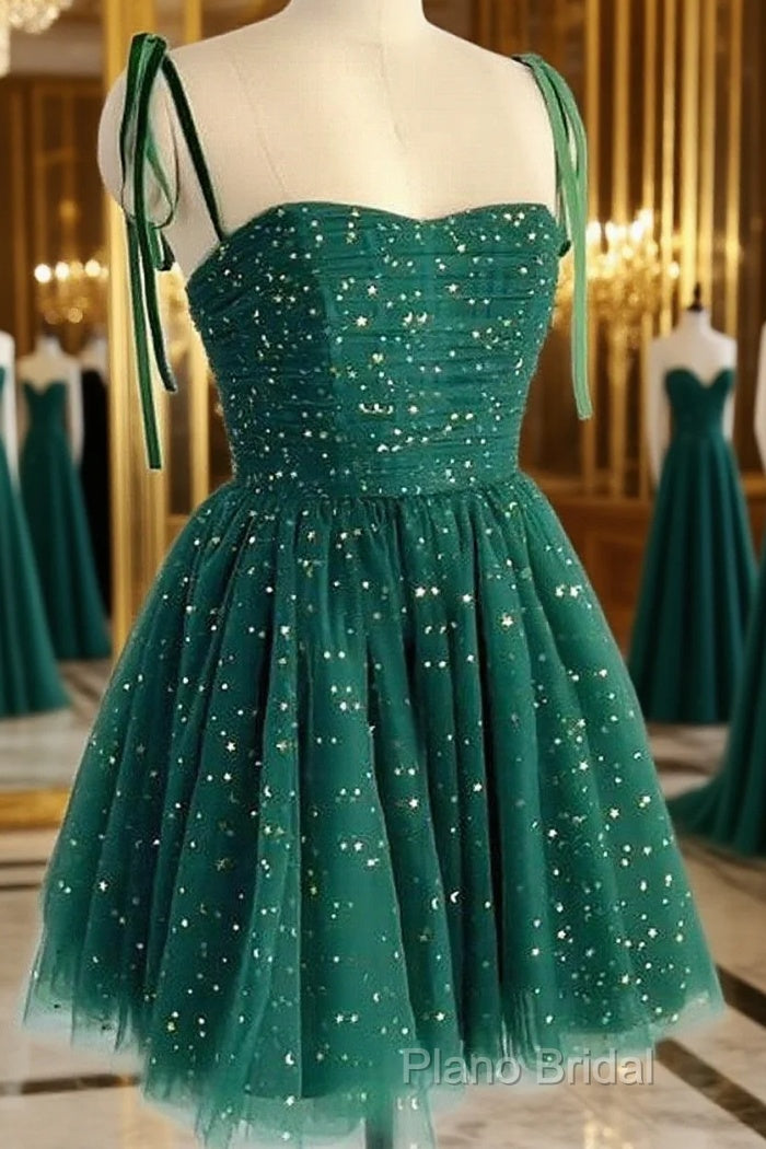 Dark Green Sweetheart Tulle Short Party Dresses, Green Homecoming Dresses Formal Dresses Main image