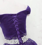 Dark Purple Beaded Tulle Off Shoulder Party Dresses Purple Junior Formal Prom Dresses Formal Prom Dresses shops